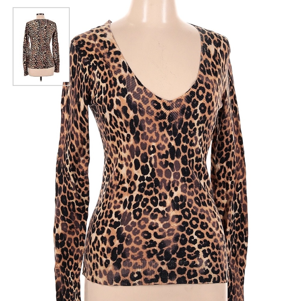 Express Leopard Print Pullover, V-Neck Sweater - image 7